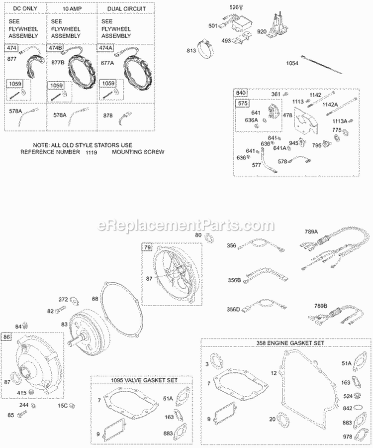 Page B Diagram and Parts List for 196402-0165-01  Briggs and Stratton Engine